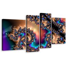 Load image into Gallery viewer, Abstract Fractal Canvas Wall Art, Modern Abstract Texture Multiple Canvas, Abstract Fractal Jewlery Canvas Set, Colorful Glowing Abstract 4 Piece Canvas Print
