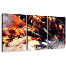 Load image into Gallery viewer, Abstract Fractal Canvas Wall Art, Orange Abstract Rendering 3 Piece Canvas, Black Abstract Digital Painting Canvas Print
