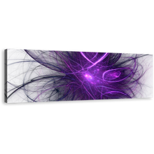 Load image into Gallery viewer, Abstract Fractal Canvas Wall Art, Purple Abstract Chaos Canvas Artwork, Blue Abstract Energy Panoramic Canvas Print
