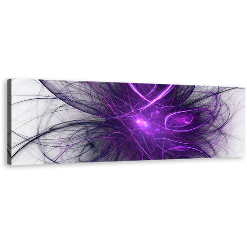 Abstract Fractal Canvas Wall Art, Purple Abstract Chaos Canvas Artwork, Blue Abstract Energy Panoramic Canvas Print