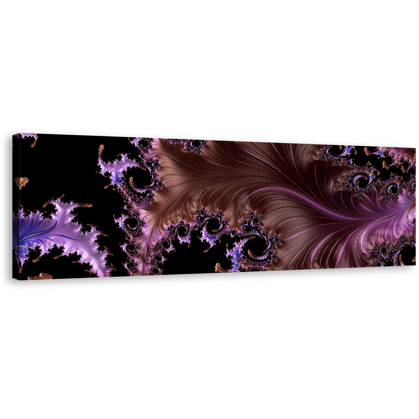 Abstract Fractal Canvas Wall Art, Purple Brown Abstract High Resolution Panoramic Canvas Artwork, Black Abstract Dream Canvas Print