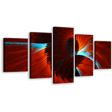 Load image into Gallery viewer, Abstract Fractal Canvas Wall Art, Red Blue Contemporary Abstract 5 Piece Canvas Set, Modern Abstract Canvas Print
