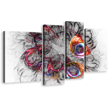 Load image into Gallery viewer, Abstract Fractal Canvas Wall Art, White 3D Abstract Canvas Print, Colorful Bright Abstract 4 Piece Multi Canvas Artwork
