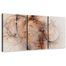 Load image into Gallery viewer, Abstract Fractal Canvas Wall Art, White Fantasy Abstract Canvas Set, Orange 3D Abstract 3 Piece Canvas Print
