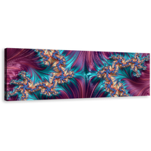 Load image into Gallery viewer, Abstract Fractals Canvas Wall Art, Blue Abstract Patterns Shapes Canvas Print, Purple Abstract Digital Design 1 Piece Canvas Artwork
