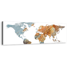 Load image into Gallery viewer, Abstract Globe Canvas Print, Orange Grey World Map Digital Painting 1 Piece Canvas Wall Art, Global Flat World Canvas Artwork
