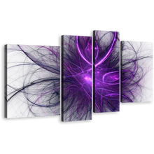 Load image into Gallery viewer, Abstract Graphic Canvas Print, Blue Purple Abstract Fractal Illustration 4 Piece Canvas Wall Art, Modern Abstract Chaos Canvas Set
