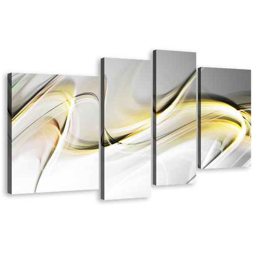 Abstract Graphic Canvas Wall Art, Elegant Abstract Art Print, Yellow Grey Amazing Abstract 4 Piece Canvas Set