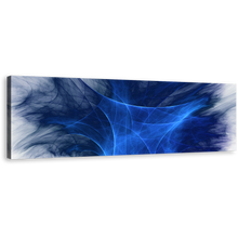 Load image into Gallery viewer, Abstract Graphics Canvas Wall Art, Blue 3D Abstract Fractal Bright Panoramic Canvas, White Digital Abstract Wide Canvas
