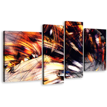 Load image into Gallery viewer, Abstract Illustration Canvas Print, Black Orange Abstract Artistic Graphics 4 Piece Canvas Wall Art, Abstract Rendering Multiple Canvas
