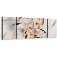 Load image into Gallery viewer, Abstract Illustration Canvas Wall Art, Orange Abstract Fractal 3 Piece Canvas, White Abstract Graphic Element Triptych Canvas Print
