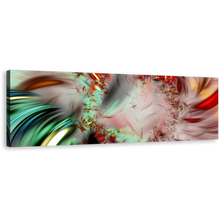 Load image into Gallery viewer, Abstract Illustration Canvas Wall Art, White Bright Abstract Canvas Artwork, Red Green Abstract Fractal Patterns Panoramic Canvas Print
