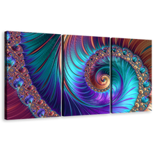 Load image into Gallery viewer, Abstract Infinity Canvas Wall Art, Colorful Abstract Swirl 3 Piece Canvas Print, Abstract Fractal Patterns Multi Canvas, Abstract Curved Art
