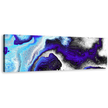 Load image into Gallery viewer, Abstract Liquid Canvas Print, Blue Modern Digital Fractal Pattern Panoramic Canvas Art, Black Abstraction Digital Wall Art
