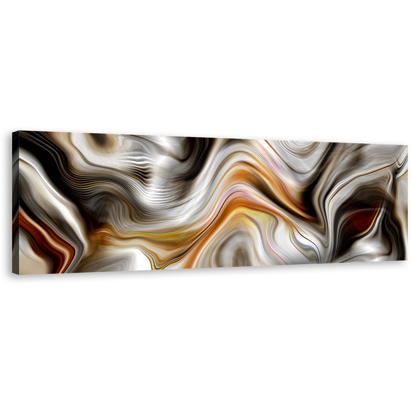 Abstract Marble Canvas Wall Art, Golden Black Abstract Marble Stone 1 Piece Canvas Artwork, Modern Abstract Canvas Print