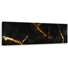 Load image into Gallery viewer, Abstract Marble Canvas Wall Art, Marble Stone Black Gold Panoramic Canvas Print, Ceramic Abstract Wide Canvas
