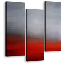 Load image into Gallery viewer, Abstract Pattern Canvas Wall Art, Grey Modern Abstract Canvas Set, Beautiful Red Brush Strokes Abstract 3 Piece Canvas Print
