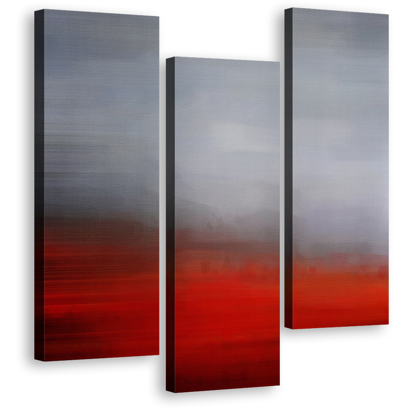 Abstract Pattern Canvas Wall Art, Grey Modern Abstract Canvas Set, Beautiful Red Brush Strokes Abstract 3 Piece Canvas Print