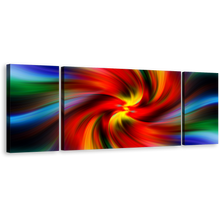 Load image into Gallery viewer, Abstract Pattern Canvas Wall Art, Spiral Abstract 3 Piece Multi Canvas Artwork, Red Blue Swirls Stripes Triptych Canvas Print
