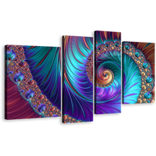 Load image into Gallery viewer, Abstract Patterns Canvas Print, Abstract Digital Paintings Canvas Wall Art, Colorful Abstract Curved Art, Abstract Swirl 4 Piece Canvas
