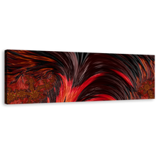 Load image into Gallery viewer, Abstract Patterns Canvas Wall Art, Black Modern Abstract Wide Canvas, Beautiful Red Abstract Fractal Panoramic Canvas Print
