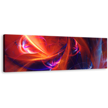 Load image into Gallery viewer, Abstract Patterns Canvas Wall Art, Blue Bright Abstract Glow Panoramic Canvas Print, Red Fractal Abstract Digital Artwork
