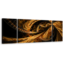 Load image into Gallery viewer, Abstract Patterns Canvas Wall Art, Modern Abstract 3 Piece Canvas Print, Brown Black Deep Abstract Fractal Multi Canvas Artwork
