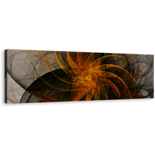 Load image into Gallery viewer, Abstract Patterns Canvas Wall Art, Orange Abstract Fractal Panoramic Canvas Print, Grey Abstract Canvas Artwork
