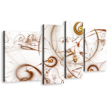 Load image into Gallery viewer, Abstract Patterns Canvas Wall Art, White Modern Abstract 4 Piece Canvas Print, Brown Elegant Abstract Multi Canvas
