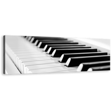 Load image into Gallery viewer, Abstract Piano Canvas Wall Art, Black White Piano Key Close Up 1 Piece Canvas Artwork, Music Instrument Canvas Print
