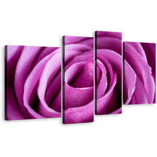 Load image into Gallery viewer, Abstract Rose Canvas Wall Art, Purple Floral 4 Piece Canvas Print, Close Up Rose Flowers Multi Canvas
