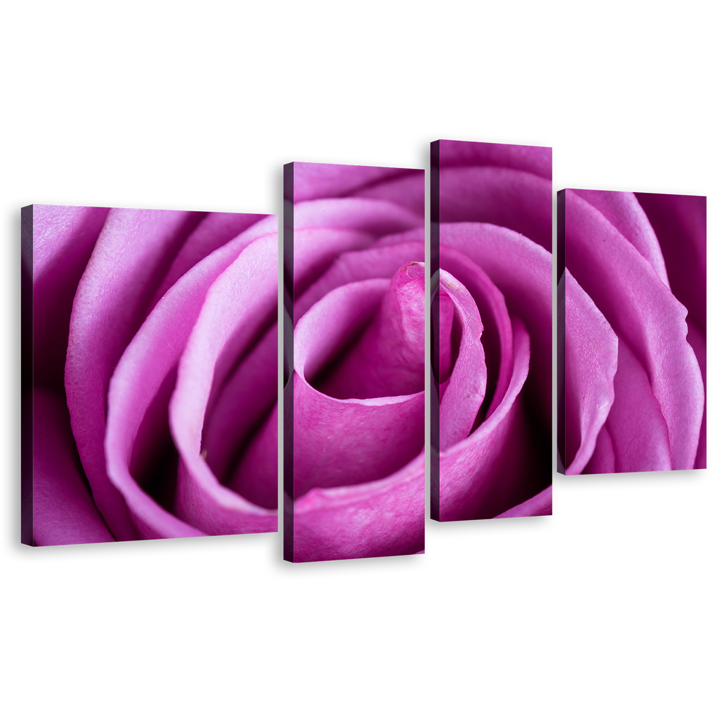 Abstract Rose Canvas Wall Art, Purple Floral 4 Piece Canvas Print, Close Up Rose Flowers Multi Canvas