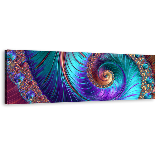 Abstract Swirl Canvas Wall Art, Abstract Infinity Canvas Print, Colorful Abstract Fractal Patterns Panoramic Canvas