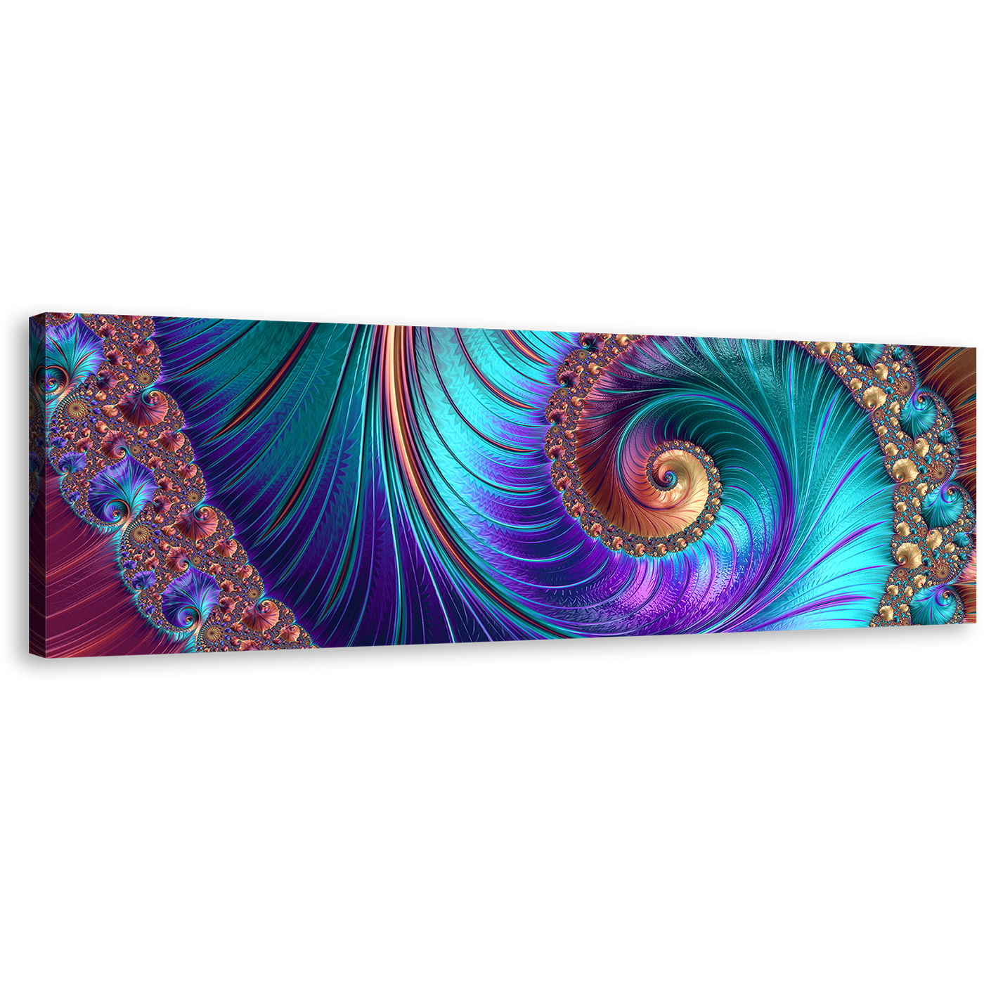 Abstract Swirl Canvas Wall Art, Abstract Infinity Canvas Print, Colorful Abstract Fractal Patterns Panoramic Canvas