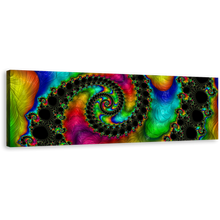 Load image into Gallery viewer, Abstract Swirl Canvas Wall Art, Abstract Never Ending Canvas Print, Colorful Abstract Fractal Shapes Panoramic Canvas
