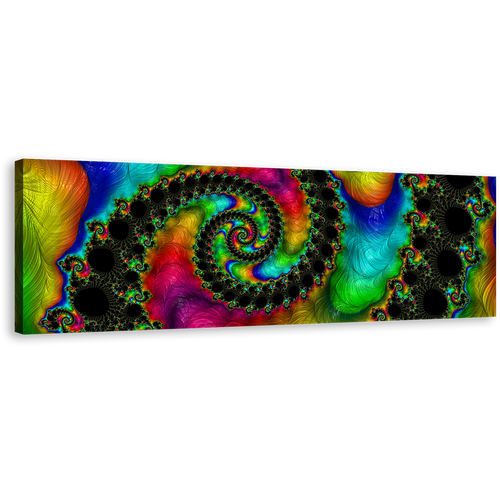 Abstract Swirl Canvas Wall Art, Abstract Never Ending Canvas Print, Colorful Abstract Fractal Shapes Panoramic Canvas