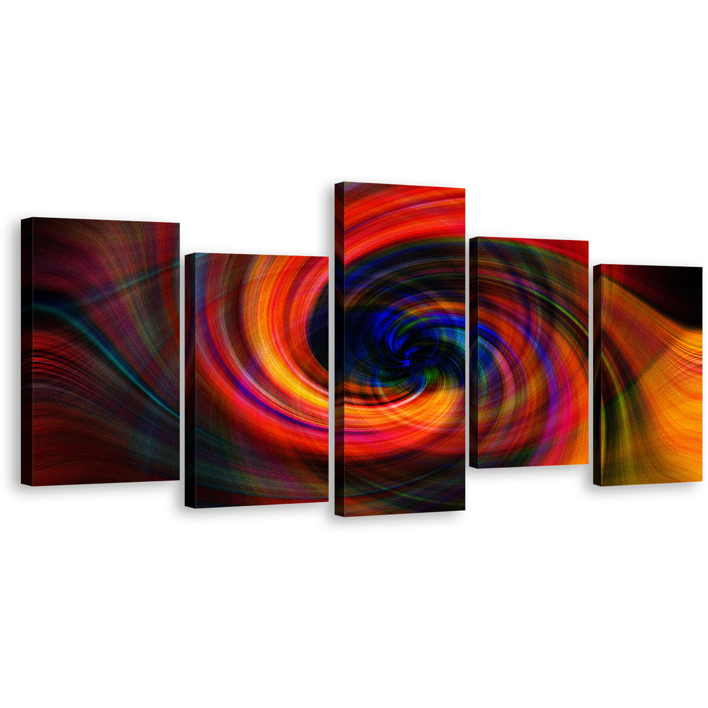 Abstract Swirl Canvas Wall Art, Colorful Abstract Energy 5 Piece Multi Canvas Artwork, Abstract Graphic Canvas Print