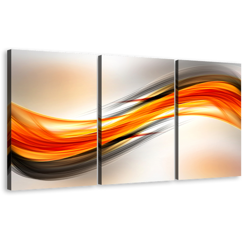 Abstract Waves Canvas Wall Art, Red Abstract Elegance Canvas Set, Orange Abstract Ellipse 3 Piece Canvas Print