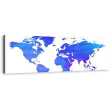 Load image into Gallery viewer, Abstract World Canvas Wall Art, Blue Purple Map of Continents 1 Piece Canvas Print, World Map Digital Painting Canvas Artwork
