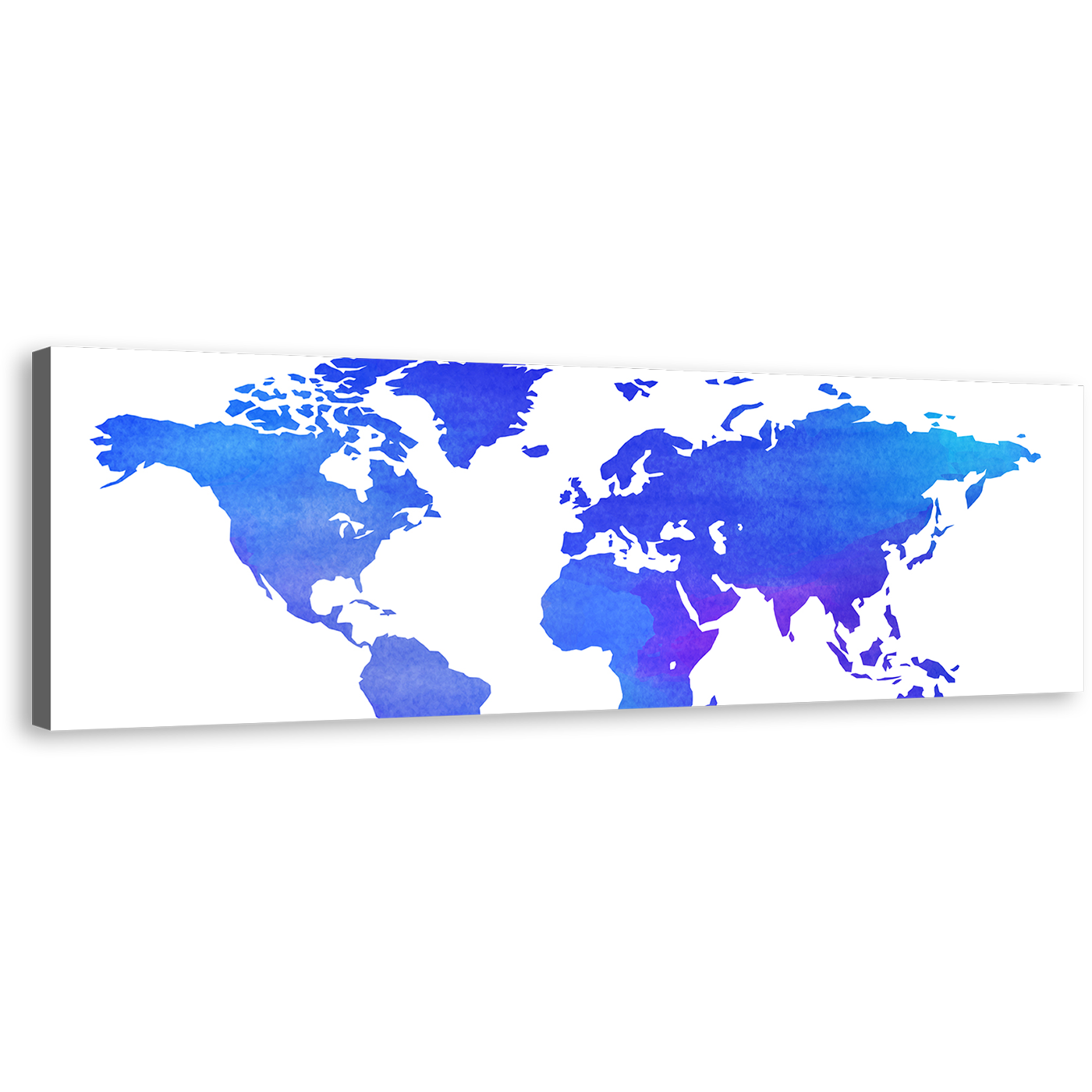 Abstract World Canvas Wall Art, Blue Purple Map of Continents 1 Piece Canvas Print, World Map Digital Painting Canvas Artwork