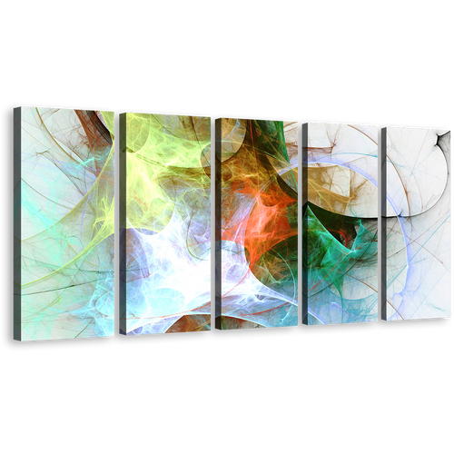 Abstraction Art Canvas Print, Modern Abstract 5 Piece Canvas Wall Art, Colorful Abstract Fractal Background Canvas Set