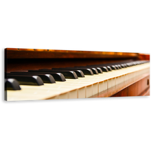 Load image into Gallery viewer, Acoustic Piano Canvas Wall Art, Orange Piano Abstract Panoramic Canvas Print, White Black Piano Keyboard Wide Canvas
