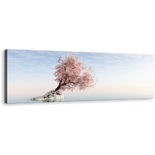 Load image into Gallery viewer, Alone Tree Canvas Wall Art, White Ocean Blue Sky Panoramic Canvas Print, Pink Tree Reflection in Lake 1 Piece Canvas
