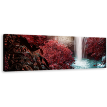 Load image into Gallery viewer, Amazing Waterfall Canvas Print, Red Green Trees Scenery Waterfall Canvas, Beautiful Forest Waterfall Nature 1 Piece Canvas Wall Art
