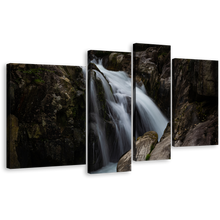 Load image into Gallery viewer, Amazing Waterfall Canvas Wall Art, Brown Mountain Waterfall Canvas Print, Beautiful White Waterfall 4 Piece Multiple Canvas
