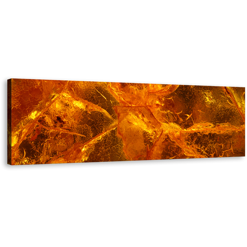 Amber Abstract Canvas Wall Art, Orange Brown Amber Stone 1 Piece Canvas, Gemstone Close Up Contemporary Canvas Print