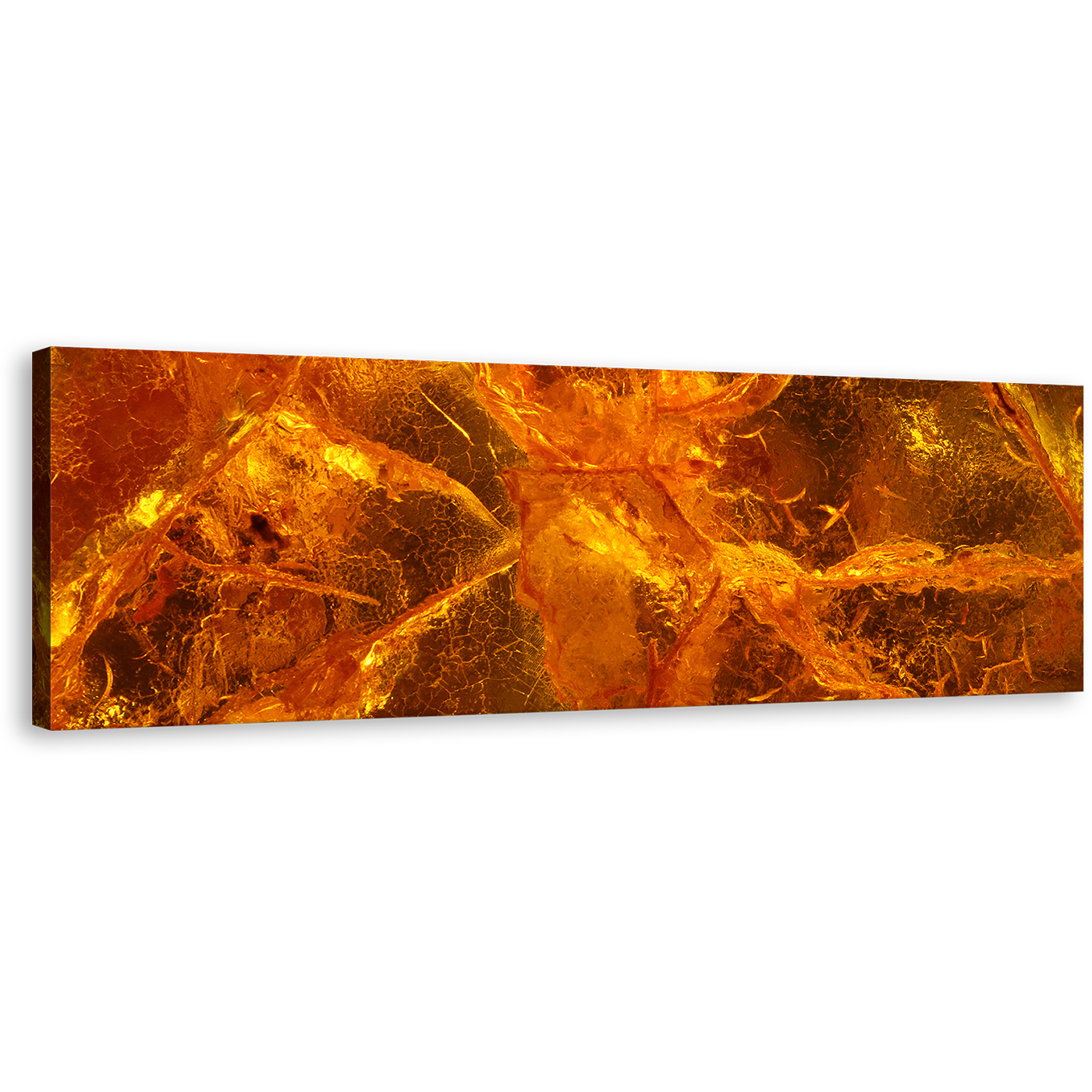 Amber Abstract Canvas Wall Art, Orange Brown Amber Stone 1 Piece Canvas, Gemstone Close Up Contemporary Canvas Print