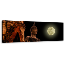 Load image into Gallery viewer, Ancient Temple Canvas Print, Thailand Big Full Moon Buddha Canvas Artwork, Old Brown Buddha Statue 1 Piece Canvas Wall Art
