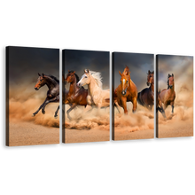 Load image into Gallery viewer, Animal Running Canvas Print, Wild Horses Canvas Set, White Brown Horses Herd 4 Piece Wall Art
