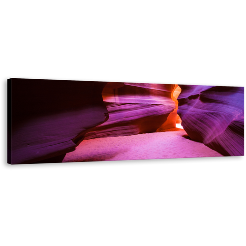 Antelope Canyon Wall Art, Orange Cave Light Canvas Print, Purple Arizona Desert Panoramic Canvas Art